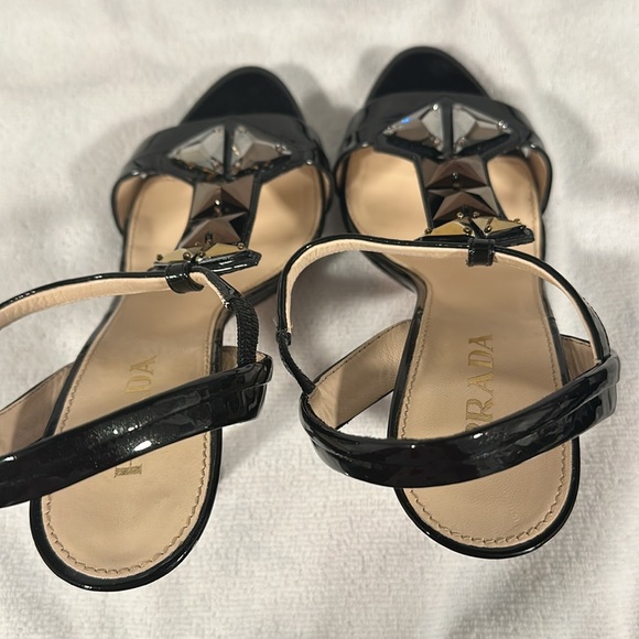 Prada- Made in Italy Taffetas Vogue Black. Heels - Picture 5 of 13